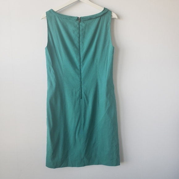 Elie Tahari womens dress size 6 teal sleeveless ruffle neck shift - Picture 2 of 6